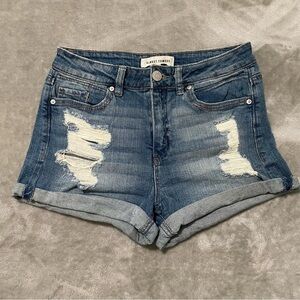 Almost Famous Distressed High Waisted Cut-Off Denim Jean Shorts Size 7